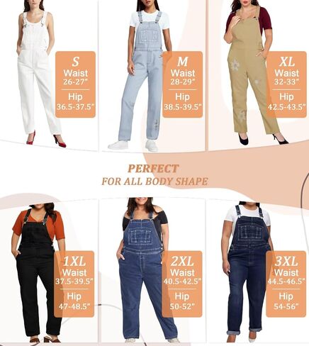 Hybrid & Company Womens Stretch Denim Overalls PVJ156998 WHITE S in Saudi Arabia