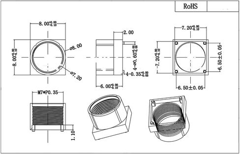 M7 Lens Mount 8 × 8 ملحقات CCTV (M7 Mount 7mm) in Kuwait