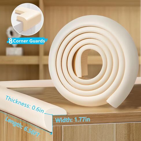 Baby Proofing Edge Corner Protector,1Roll L-Shape Soft Cabinet Door Bumper Corner Strip,8 Furniture Safety Bumper Corner Guards,Wall Protector,Self Adhesive,for Nursery,Kitchen,Fireplace,Table in Kuwait