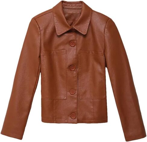 Women's Spring Autumn Hong Kong Style Chic Jacket Short Loose Wild Leather Jackets in Saudi Arabia