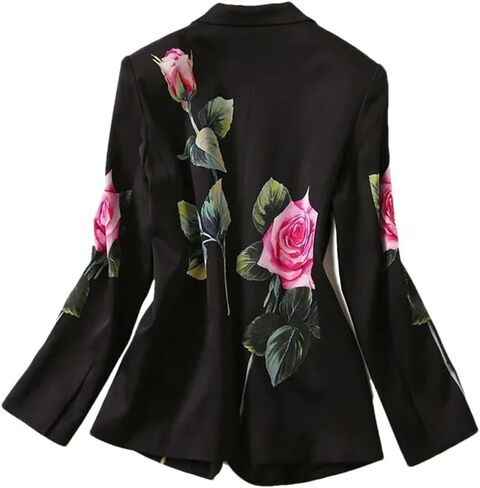Women One Button Long Sleeve Suit Jacket Female Slim Small Suit Print Coat in Saudi Arabia