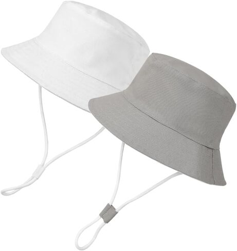 Baby Sun Hat Upf 50+ دلو صغير دلو القبعة حماية أشعة الشمس واسعة الحافة القابلة للتعديل شاطئ القبعة بويز 2Pack in Kuwait