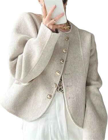 Women Vintage Elegant Short Two-Sided Wool Coat Korean Single Breasted Jackets All Match Outerwear in Saudi Arabia