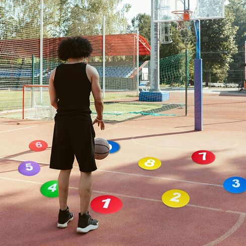 9 Inch Spot Markers Multicolor Number Football Yard Markers Anti-Slip Floor Spot Markers for Soccer Training in Kuwait