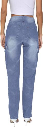 SheKiss Womens Straight Leggings Stretchy Boyfriend Jeans High Rise Trendy Bootcut Petite Mom Jeggings Jeans Blue in Kuwait