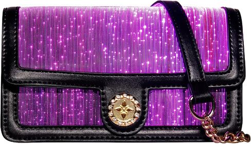 lumisonata Small Quilted Crossbody Bags for Women Handbags LED Shoulder Bag Mini Designer Trendy Purses Leather Black Evening Bag Light Up Clutch Wallet Glitter with Metal Chain Strap in Kuwait