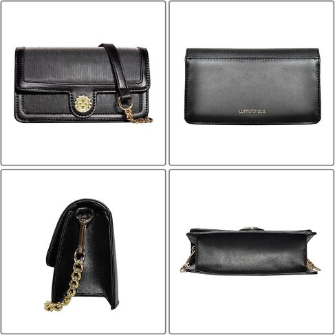 lumisonata Small Quilted Crossbody Bags for Women Handbags LED Shoulder Bag Mini Designer Trendy Purses Leather Black Evening Bag Light Up Clutch Wallet Glitter with Metal Chain Strap in Kuwait