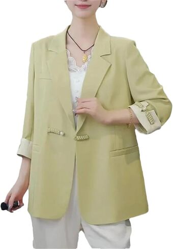 Women Blazer Jacket Spring Summer Korean Thin Three-Quarter Sleeve Suit Ladies Slim Wild Blazers in Saudi Arabia