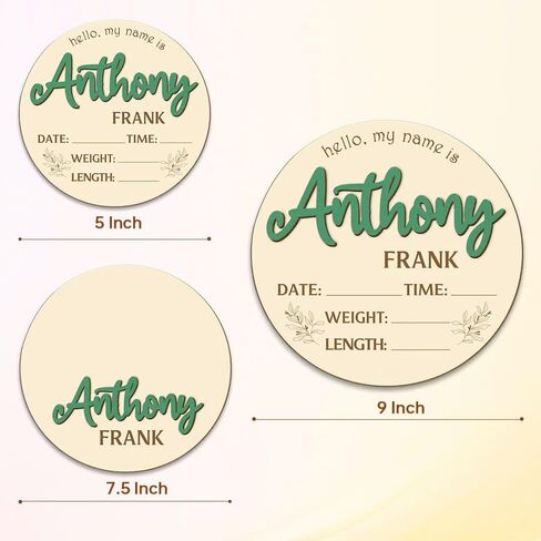 Double Sided - Personalized Wooden Custom Baby Name Announcement, Birth Announcement and Footprint Sign for Hospital, Baby Room Decor, Nursery Sign, Welcome Sign (Printed in USA - Ships Next Day) in Saudi Arabia