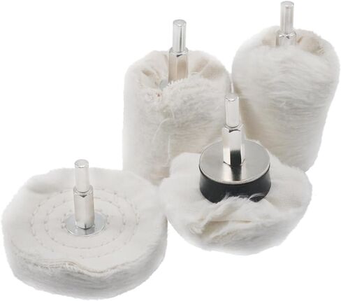 JUNLICN 4 Pcs White Flannelette Polishing Wheels, 1/4" Shank Cotton Polishing Kits for Drill, Rotary Tools in Saudi Arabia