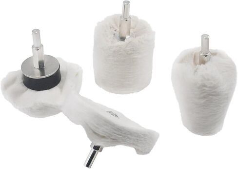 JUNLICN 4 Pcs White Flannelette Polishing Wheels, 1/4" Shank Cotton Polishing Kits for Drill, Rotary Tools in Saudi Arabia
