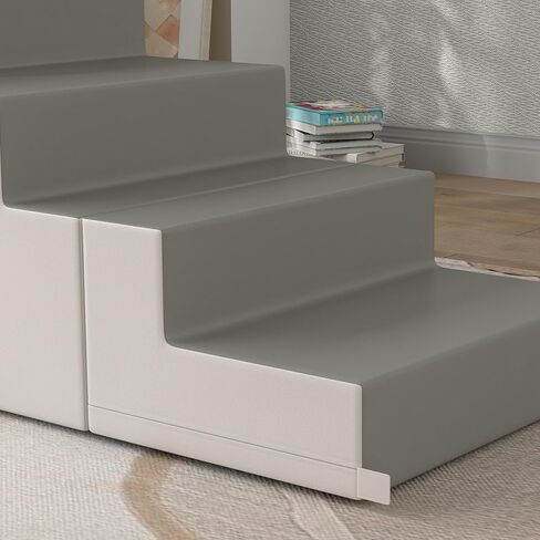 Qaba Foam Play Set for Toddlers and Children, Easy-to-Clean 2 Piece Soft & Safe Kids Climbing Set for Crawling or Sliding, Light Gray in Saudi Arabia
