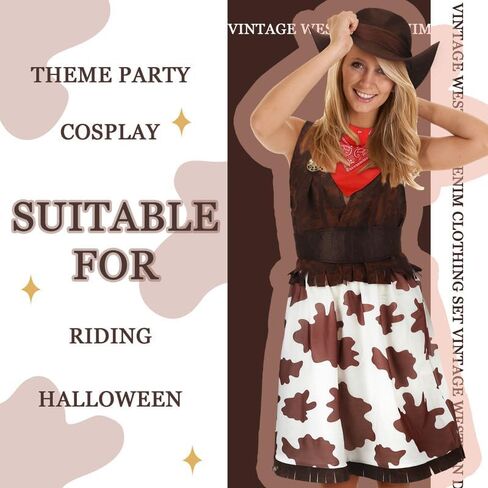 Ramede Cowgirl Costume for Women Girl Halloween Cosplay Western Cowgirl Theme Party Supplies Cowgirl Outfits Set Adult in Saudi Arabia