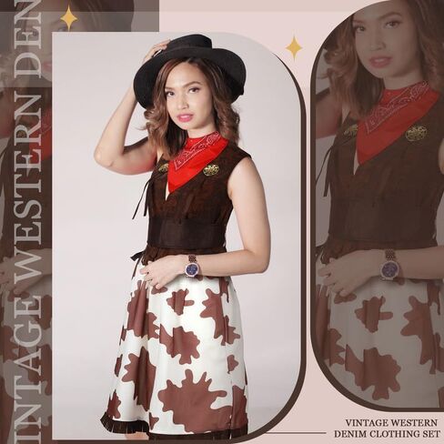 Ramede Cowgirl Costume for Women Girl Halloween Cosplay Western Cowgirl Theme Party Supplies Cowgirl Outfits Set Adult in Saudi Arabia