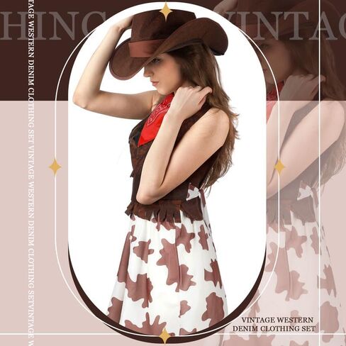 Ramede Cowgirl Costume for Women Girl Halloween Cosplay Western Cowgirl Theme Party Supplies Cowgirl Outfits Set Adult in Saudi Arabia