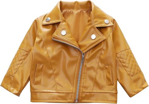 Moonker Baby Short Jacket Coat 1-5 Years Old,Toddler Boys Girls Kids Outerwear Autumn Winter Leather Outwear Clothes in Saudi Arabia
