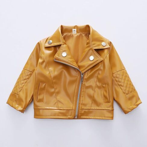 Moonker Baby Short Jacket Coat 1-5 Years Old,Toddler Boys Girls Kids Outerwear Autumn Winter Leather Outwear Clothes in Saudi Arabia