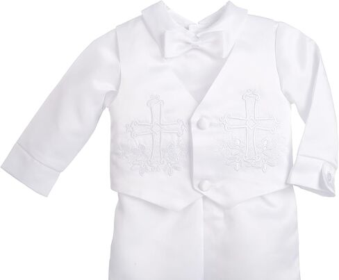 Lito Angels Baby Boys Christening Clothing Baptism Outfits with Bonnet Short Long Sleeve White Suit in Kuwait