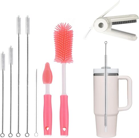Cup Cleaning Kit,Multi Functional Bottle Brush and Long Straw Cleaner Brush,Cleaning Kit,Tumbler Cup Accessories in Saudi Arabia