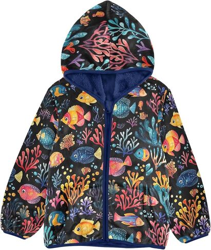 CHIFIGNO Girls Boys Fleece Hoody Jacket Boys Jackets with Pockets Warm Winter Outwear for Toddler and Kids in Kuwait