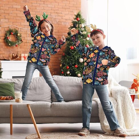 CHIFIGNO Girls Boys Fleece Hoody Jacket Boys Jackets with Pockets Warm Winter Outwear for Toddler and Kids in Kuwait