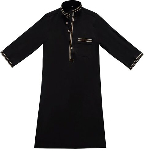 الأطفال العربيين من أجل الأولاد المسلمين ثوب الأكمام الطويلة Kaftan المطرزة 𝐑 Obe الإسلامي الصلاة لباس الزي رمضان in Kuwait