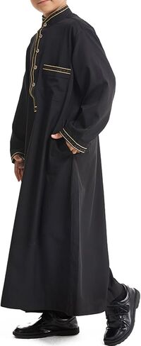 الأطفال العربيين من أجل الأولاد المسلمين ثوب الأكمام الطويلة Kaftan المطرزة 𝐑 Obe الإسلامي الصلاة لباس الزي رمضان in Kuwait