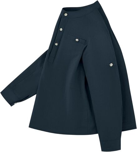 قمصان Meikulo للأولاد بأكمام طويلة من Henley من الكتان بياقة الماندرين وأزرار سفلية تي شيرت للأعمار من 4 إلى 12 سنة in Kuwait