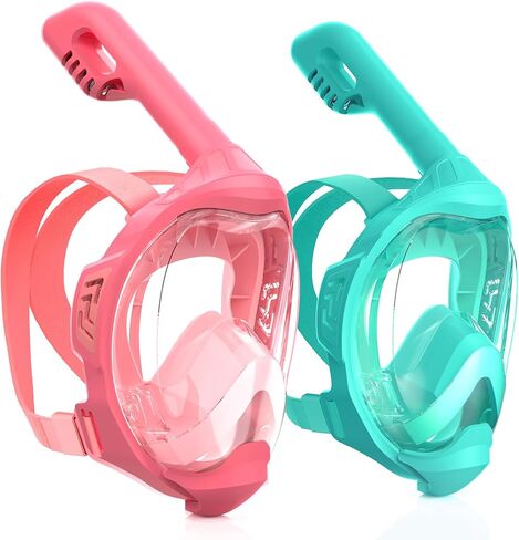 Jwintee Kids Full Face Snorkel Mask, Kids Snorkeling Set Gear with Camera Mount, Dry Top Anti-Leak Anti-Fog, 180 Degree Panoramic View in Saudi Arabia