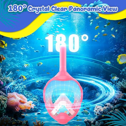 Jwintee Kids Full Face Snorkel Mask, Kids Snorkeling Set Gear with Camera Mount, Dry Top Anti-Leak Anti-Fog, 180 Degree Panoramic View in Saudi Arabia