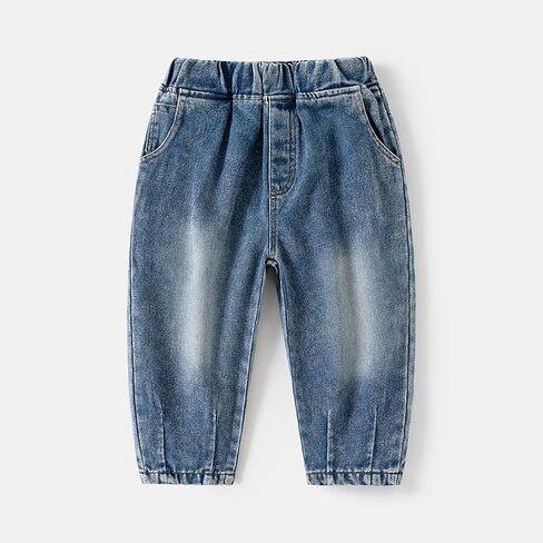 Boys Straight Baggy Jeans Workout Denim Pants Kids Casual Elastic Waist Summer Vacation Beach Y2K Trousers Jeans in Saudi Arabia