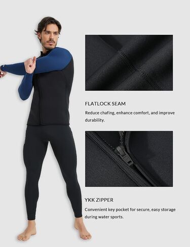 Lemorecn Wetsuit Top Men 3mm and 2mm Wetsuit Jacket Neoprene Long Sleeve for Water Sports in Kuwait