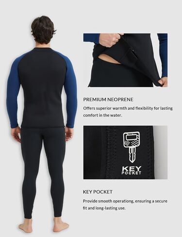 Lemorecn Wetsuit Top Men 3mm and 2mm Wetsuit Jacket Neoprene Long Sleeve for Water Sports in Kuwait