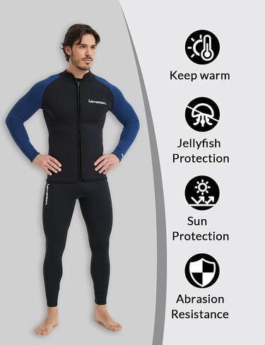Lemorecn Wetsuit Top Men 3mm and 2mm Wetsuit Jacket Neoprene Long Sleeve for Water Sports in Kuwait