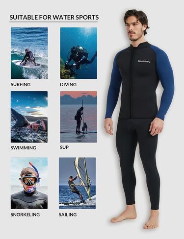 Lemorecn Wetsuit Top Men 3mm and 2mm Wetsuit Jacket Neoprene Long Sleeve for Water Sports in Kuwait
