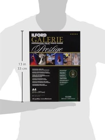 Ilford Galerie 4x6" (100 Sheets) Glossy Photo with high-Gloss Smooth Surface, Instant Dry Archival Photo Inkjet Paper 10mil / 260gsm for Dye and Pigment Ink Printers, Made in Germany in Saudi Arabia