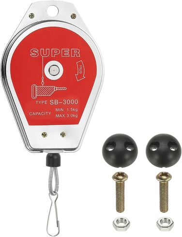 PATIKIL Retractable Spring Balancer, 6.6-11lbs (3-5kg) Bearing Spring Tool Load Balancer 4 Feet Adjustable Cable Retractor Holder with Positioner for Assembly Line Hanging, Silver in Kuwait