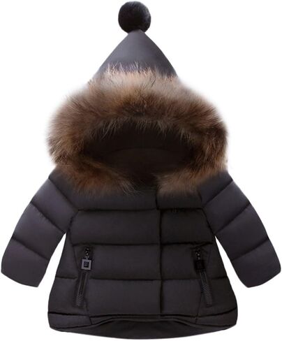 Baby Boys Winter Down Jacket Kids Hooded Down Coats Warm Parka with Faux Fur Trim Children Clothes 6M-5Y in Saudi Arabia