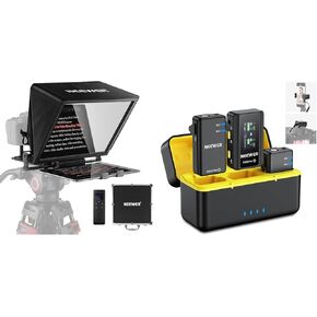 Neewer Teleprompter X14 مع RT-110 التحكم عن بُعد والتطبيق (اتصال Bluetooth عبر تطبيق Neewer Teleprompter) ، CM28 Pro Wireless Lavalier Lapel Microphone نظام الشحن المتضمن