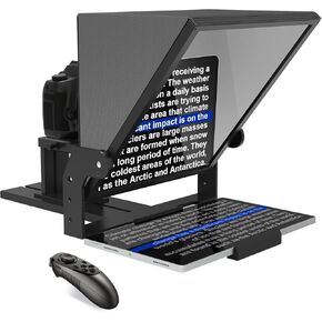 13" HD Wide-Angle Teleprompter – Adjustable Height, Universal Compatibility, with Remote Control & Free Teleprompter App