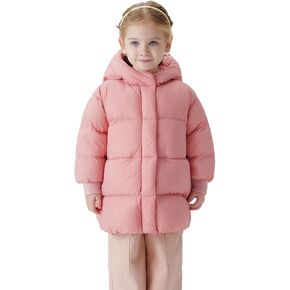 marc & janie Baby Girls Ultralight Hooded Down Jacket Zipper Button Down Coat Warm Soft Solid Outerwear 241196