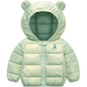 Boys and Toddlers' Lightweight Water-Resistant Packable Hooded Puffer Coat Baby Girls Bear Ear Down Jacket Outerwear