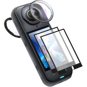 Semaiki Insta 360 X5 Standard Lens Guards + Tempered Glass Screen Protector Films,Camera Lens Protector for Insta 360 X5,High Transparency Lens Cap Knob Mount