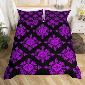jejeloiu Jacquard Damask Duvet Cover Kids Boys Girls,Toddler,Luxury Royal Jacquard Bedding Set,Boho Style Comforter Cover,Vintage Floral Decorative Bedspread Cover,Bedroom Decor,No Comforter
