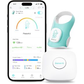 Sense-U Smart Sock Shoe Baby Monitor (طويل المدى)-تتبع معدل ضربات القلب والحركة والنوم مع تنبيهات في الوقت الفعلي من أي مكان ، FSA/HSA مؤهل