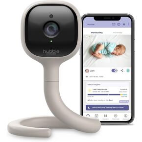 Hubble Connected AI Vision 2K UHD Smart Baby Monitor with Advanced AI Features-Covered Face/Rollover Alert, Baby Cry Detection, Advanced Sleep Insights, Nightlight and Built-in Smart Soother