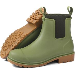 DKSUKO Women's Deck Boots Waterproof Ankle Rain Boots Non-Slip Rubber Fishing Boot Outdoor Work Shoes for Boating Gardening Farming