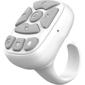 TikTok Scrolling Ring – 8-Button Finger Tip Wireless Remote, with Camera Remote Shutter for iPhone & Android (Black)