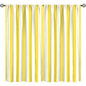 Modern Yellow Stripe Kids Curtains,Fresh Texture Decor Rustic Rod Pocket Window Treatment for Aldult Girls Boys Nursery Bedroom Kitchen Living Restaurant Cafe Ofiice Drapes 41" W X 45" L