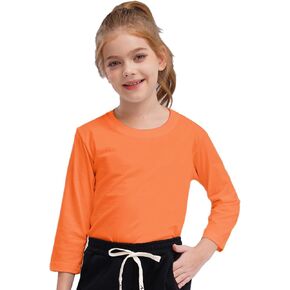 Kids Boys Girls Cotton T-shirts Solid Color Basic Undershirts Casual Sweatshirts Pullover Tops